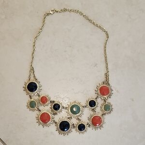 Chic Gold and Multicolor Sunburst Necklace